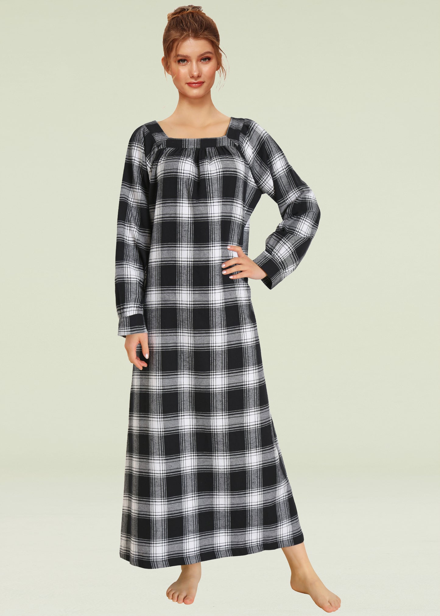 Women's Long Sleeves Cotton Flannel Nightgown