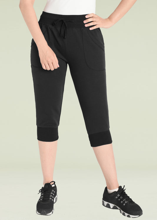 Women's Cotton Sweatpants Jersey Capri Pants with Pockets
