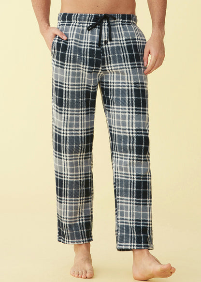 Men's Fleece Plaid Lounge Pajama Pants with Pockets