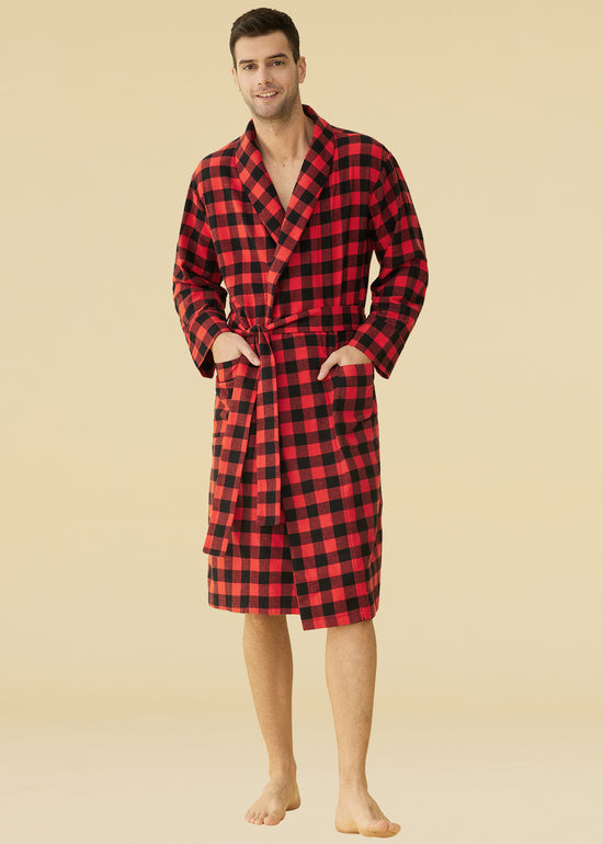 Men's Cotton Flannel Robe Latuza