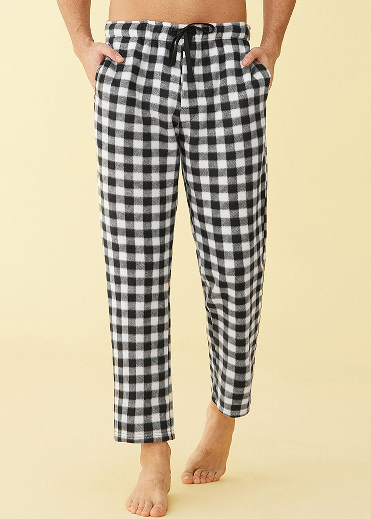 Men's Fleece Plaid Lounge Pajama Pants with Pockets