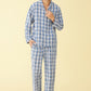 Men's Lightweight Cotton Pajamas Long Sleeves Shirt Pants Set