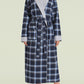 Women's Plaid Flannel Robe Long Cotton Bathrobe with Pockets