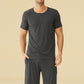 Men's Bamboo Viscose Henley Shirt Lounge Shorts Pajama Set