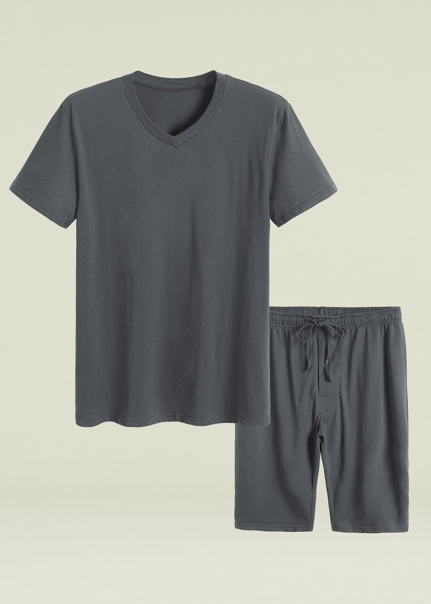 Men's Cotton Shirt with Shorts Pajama Set Knit Lounge Set