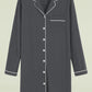 Women's Cotton Nightshirt Button Up Long Sleeves Sleep Shirt