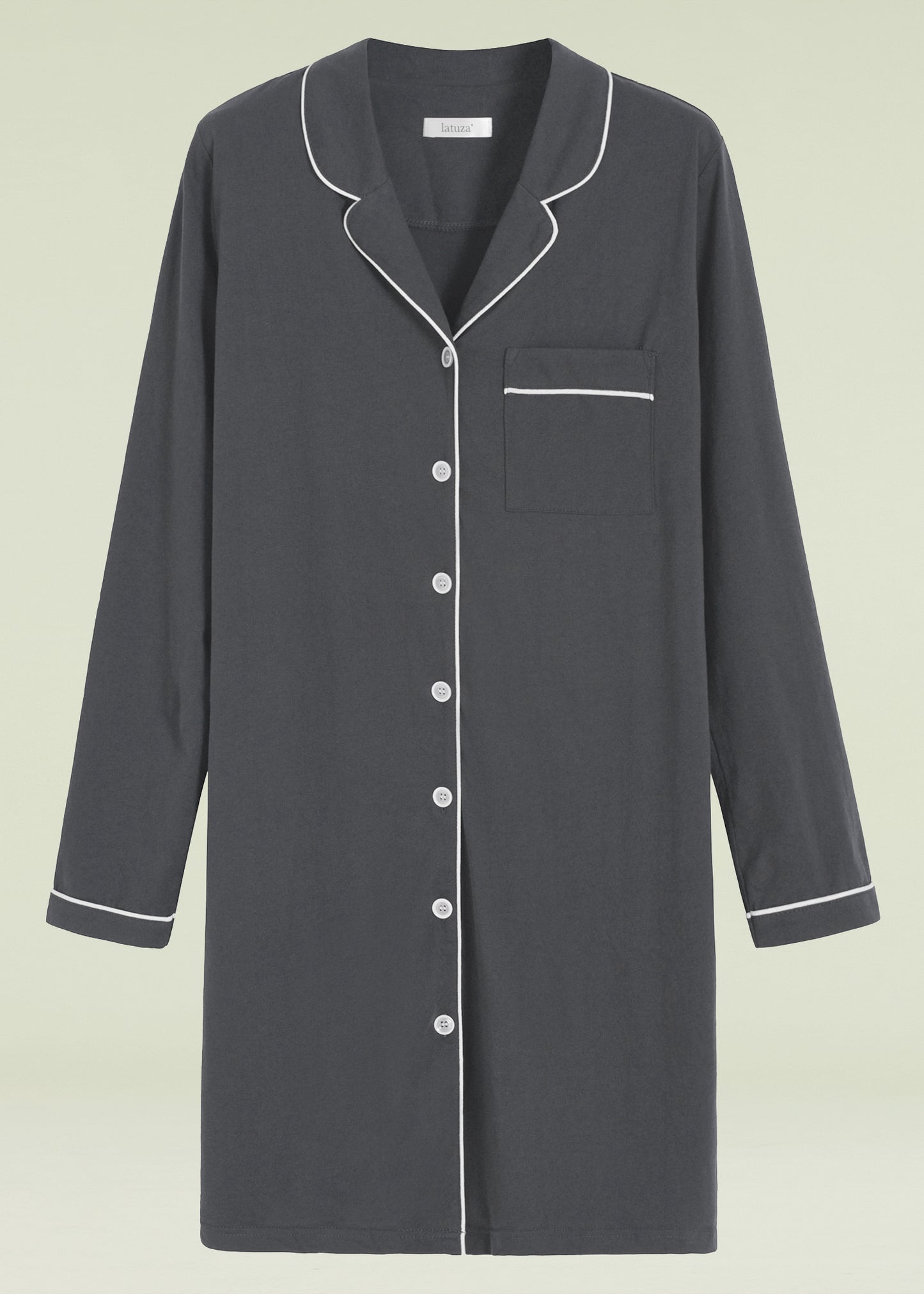 Women's Cotton Nightshirt Button Up Long Sleeves Sleep Shirt