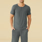 Men's Bamboo Viscose Henley Shirt Lounge Shorts Pajama Set