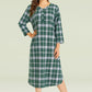 Women's Plaid Flannel Nightgown Warm Cotton Midi Nightgown