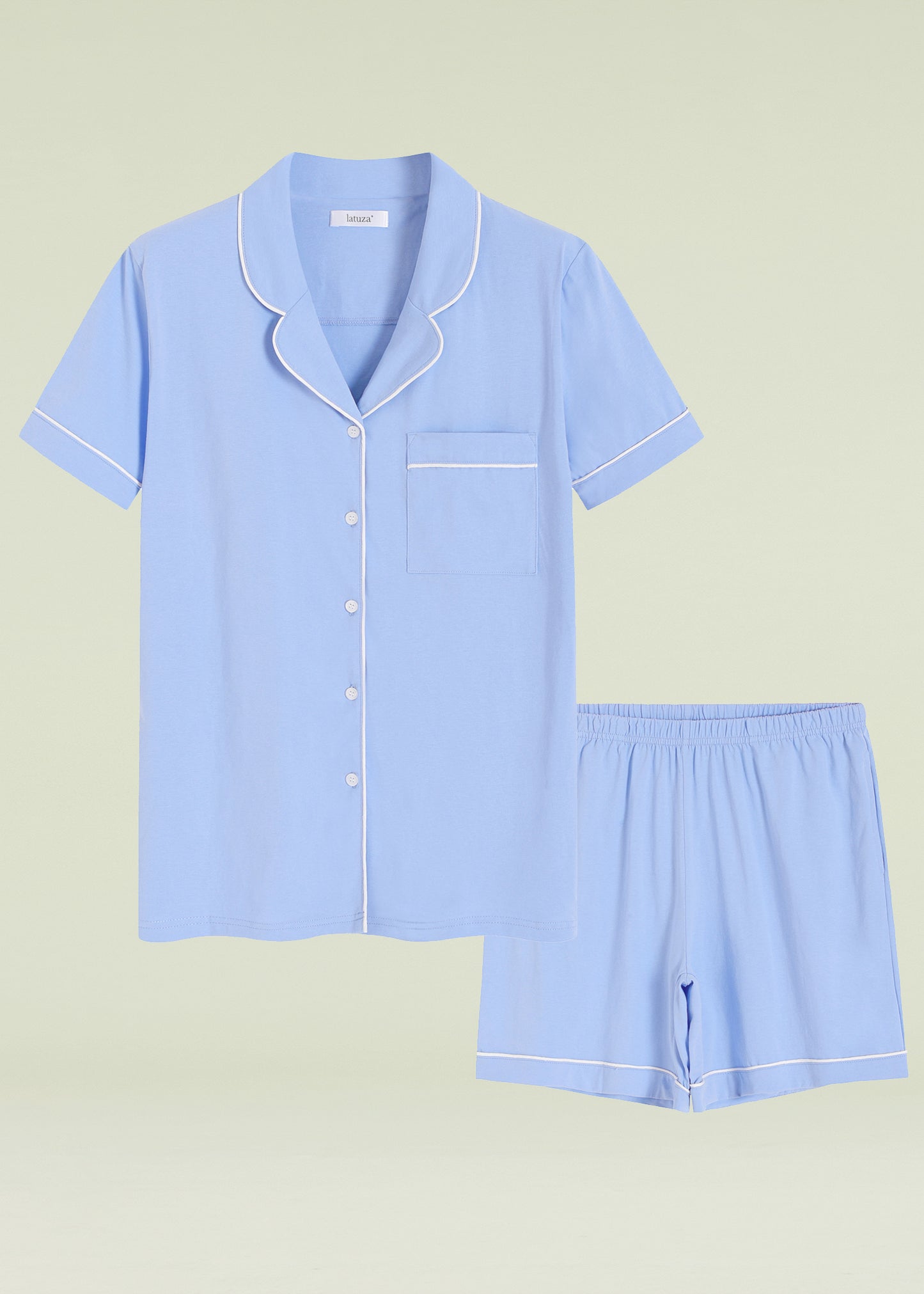 Women's Cotton Button Up Pajama Shirt Sleep Shorts Lounge Set