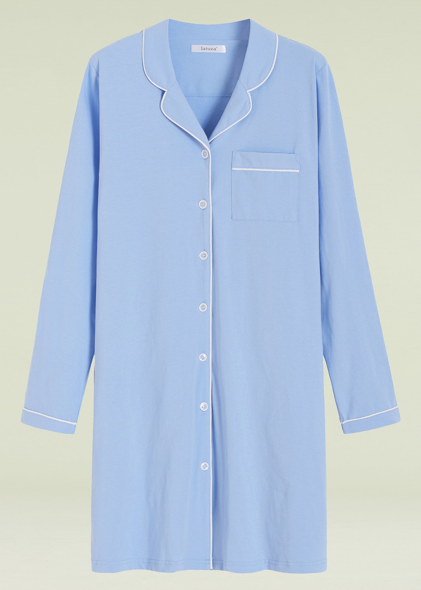 Women's Cotton Nightshirt Button Up Long Sleeves Sleep Shirt