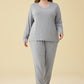 Women's Bamboo Viscose Long Sleeves Top Jogger Pants Pajamas Set