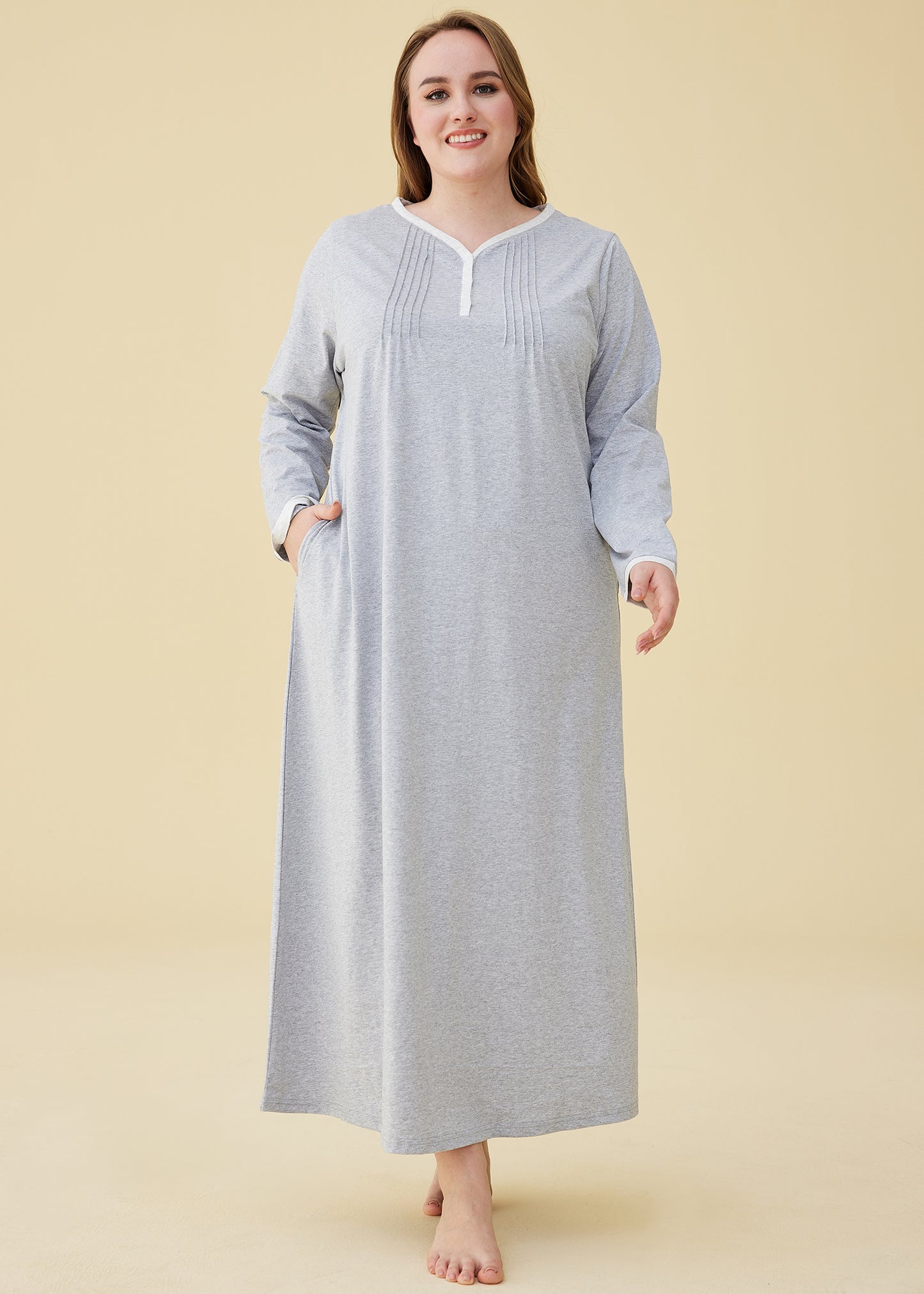 Women's Long Sleeve Nightgown Cotton Sleeping Gown