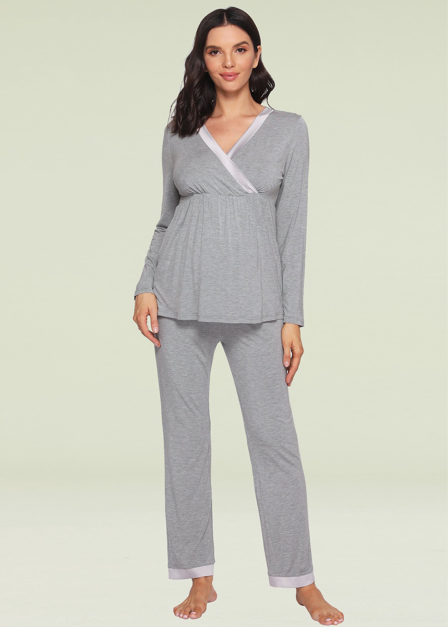 by İGP Women's Ecru Pregnant Maternity Pajama Set Mecit - Trendyol