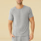 Men's Bamboo Viscose Crew Neck Short Sleeves Pajama Sleep Shirt