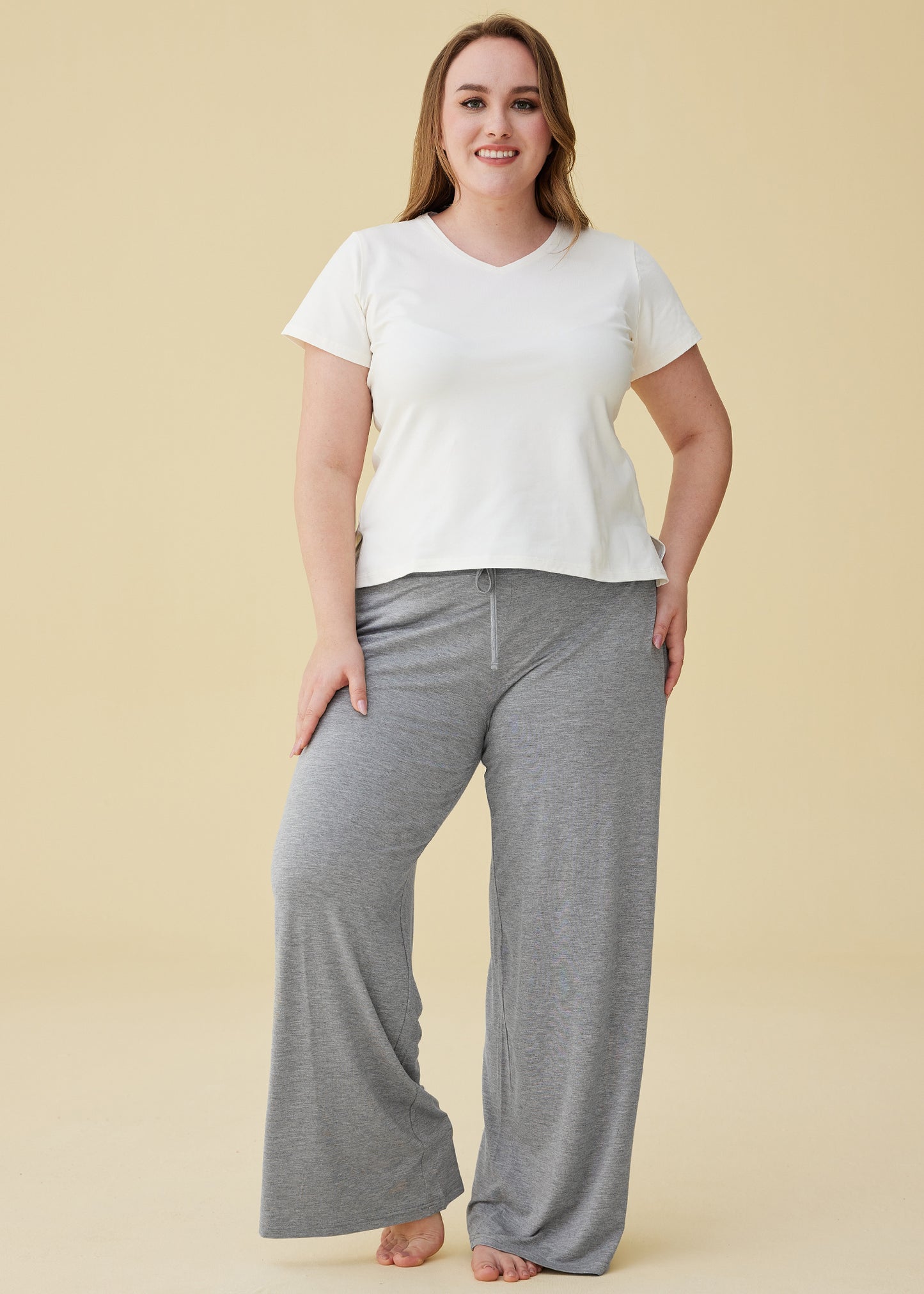 Women's Bamboo Viscose Wide Leg Lounge Pants Palazzo Sleep Bottoms