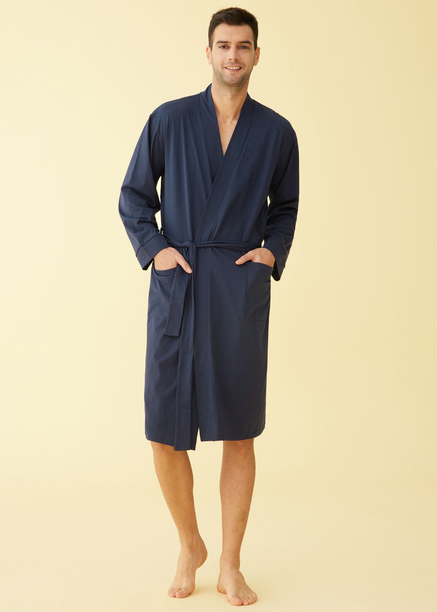 Men's Cotton Kimono Robe Lightweight Bathrobe