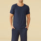 Men's Bamboo Viscose Henley Shirt Lounge Shorts Pajama Set