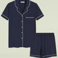 Women's Cotton Button Up Pajama Shirt Sleep Shorts Lounge Set