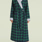 Women's Plaid Flannel Robe Long Cotton Bathrobe with Pockets