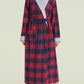 Women's Plaid Flannel Robe Long Cotton Bathrobe with Pockets