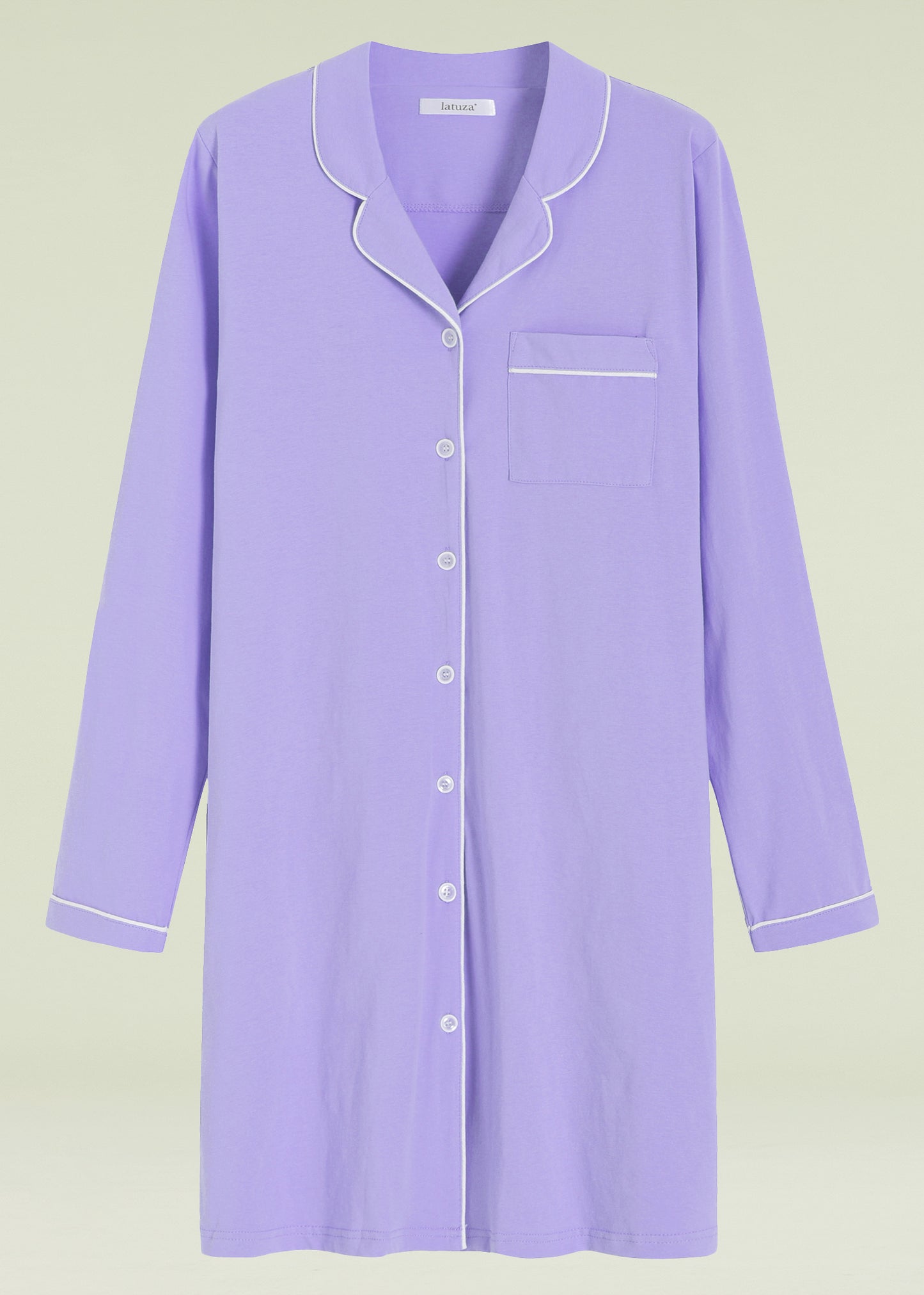 Women's Cotton Nightshirt Button Up Long Sleeves Sleep Shirt