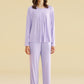 Women's Long Sleeves Bamboo Viscose Pleated Tops Pajamas Pants with Pockets