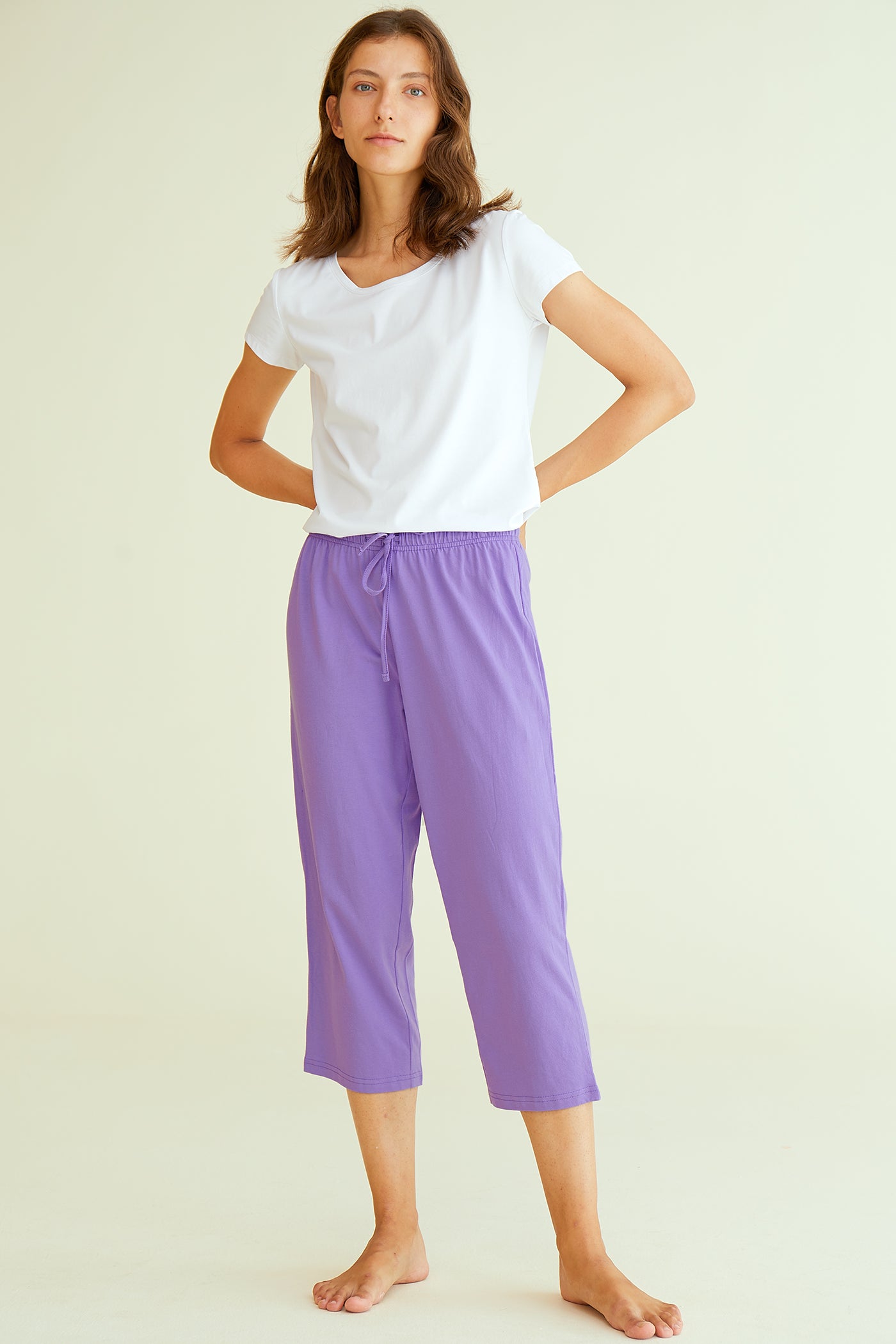 Women's Cotton Capri Pants Sleep Capris