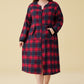 Women's Cotton Plaid Nightgown Long Flannel Zipper Nightgown