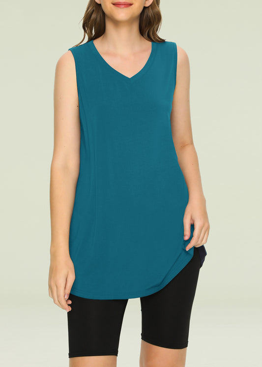 Women's Bamboo Viscose Sleeveless Tunic Flowy Pajama Tank Top