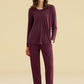 Women's Long Sleeves Bamboo Viscose Pleated Tops Pajamas Pants with Pockets